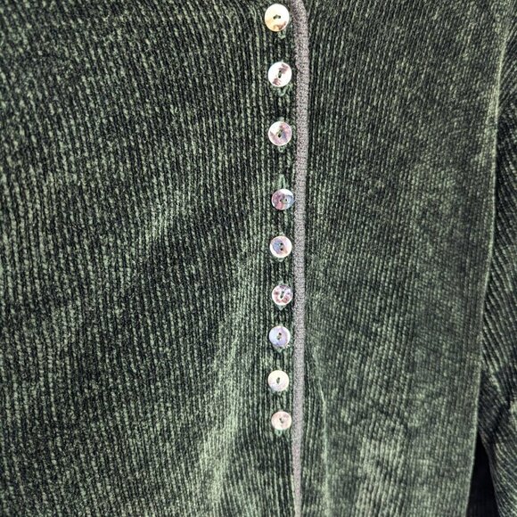 Olive Green Vintage Searle Button Front Chenille Tunic - Picture 4 of 10